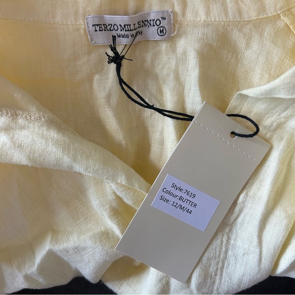 Yellow Linen Collared Top - Picture 7 of 8